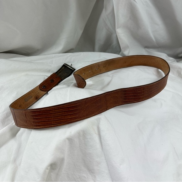 Vintage sterling 925 abalone belt buckle marlin Tony Lama lizard Mexico size 38 - Picture 13 of 15